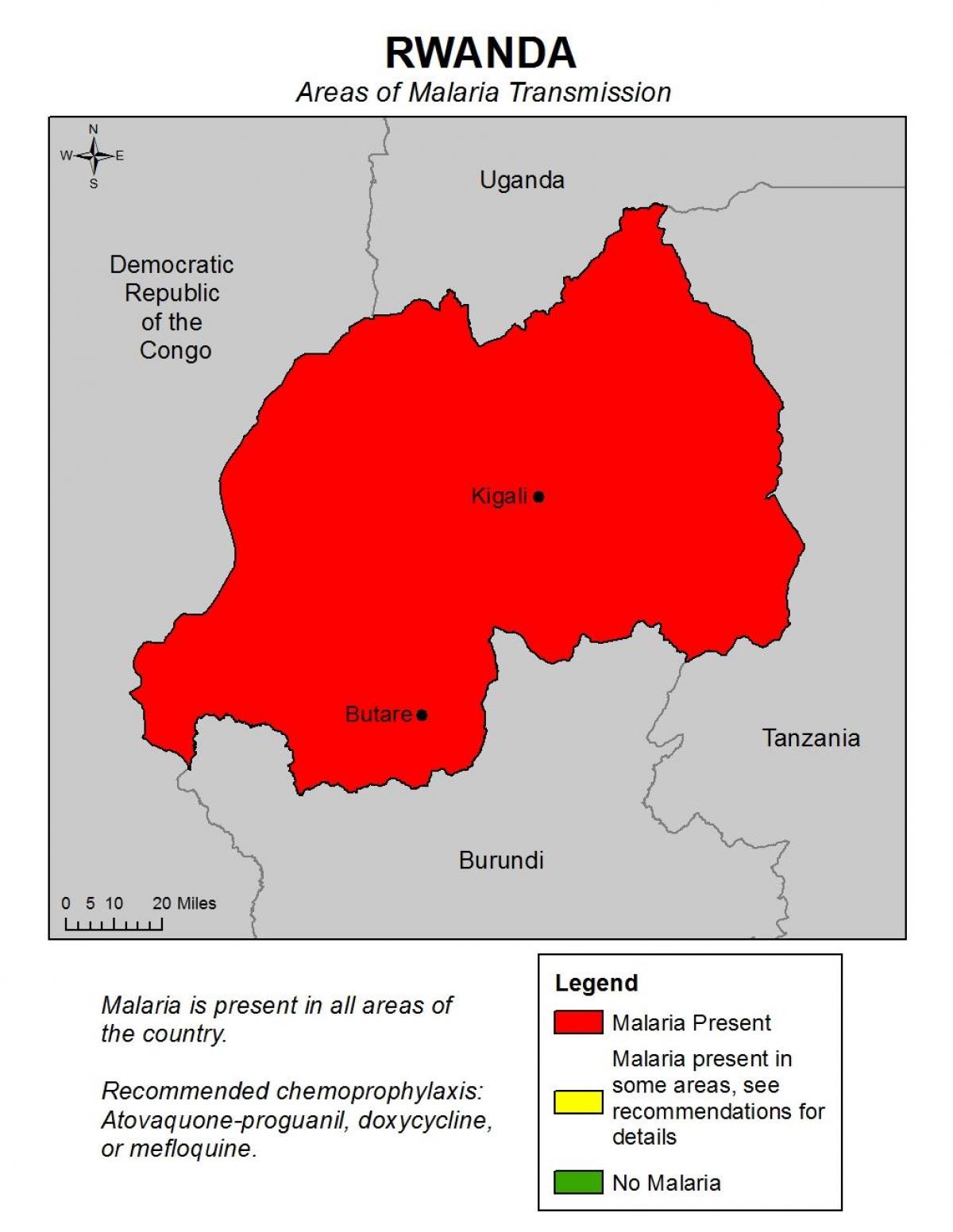 карта Руанды з малярыяй