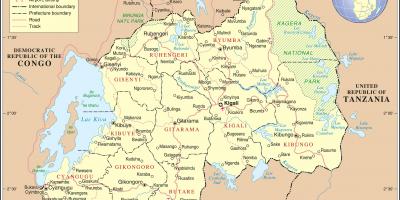 Карта адміністрацыйная карта Руанды