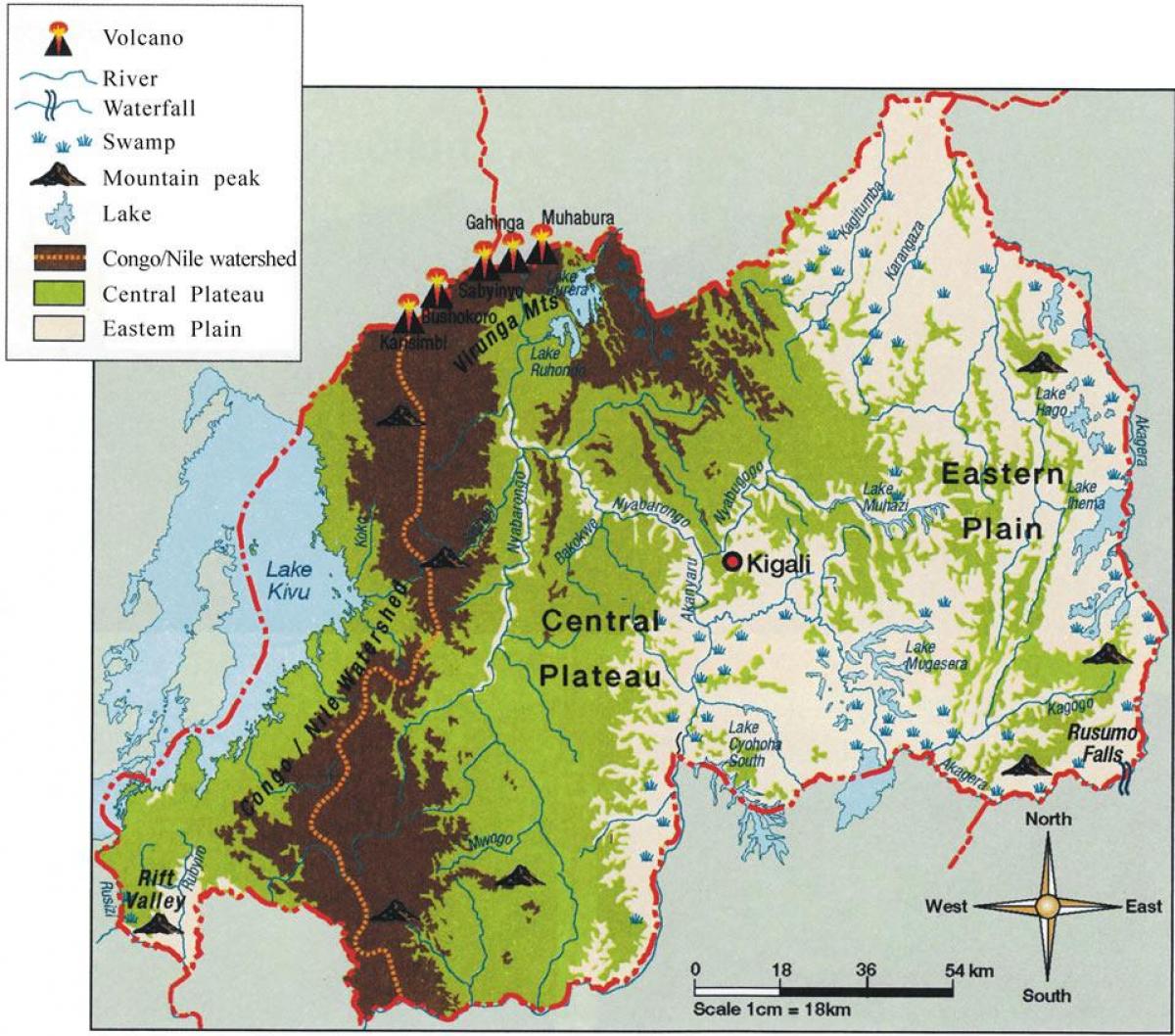 геаграфічная карта Руанды